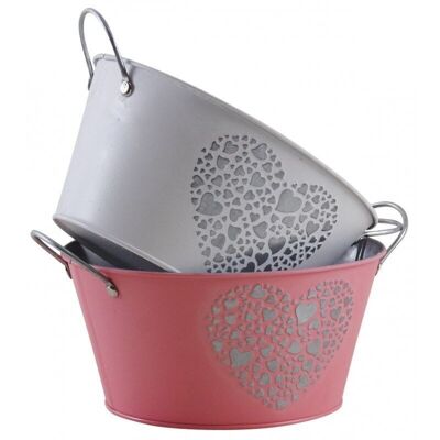 Round basket in lacquered metal-GCO4060