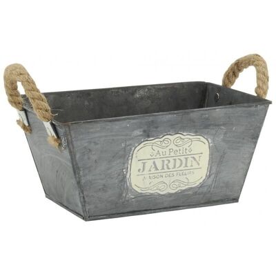 Rectangular basket in patinated metal Au Petit Jardin-GCO4290
