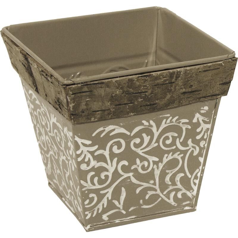 Fioriera in zinco e corteccia-GCP1430