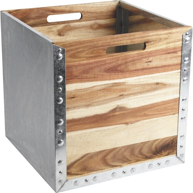 Fioriera in zinco e acacia-GCP155S