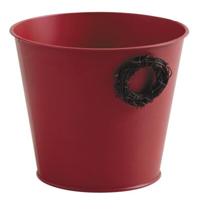 Round planter in red lacquered metal-GCP2000