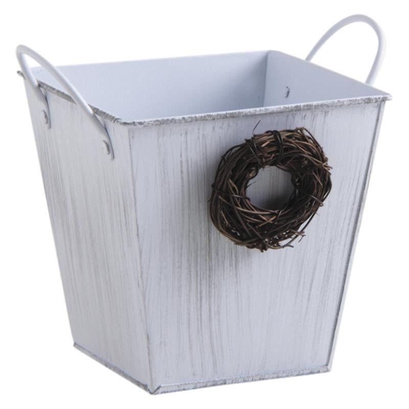 Fioriera quadrata in metallo laccato bianco-GCP2010