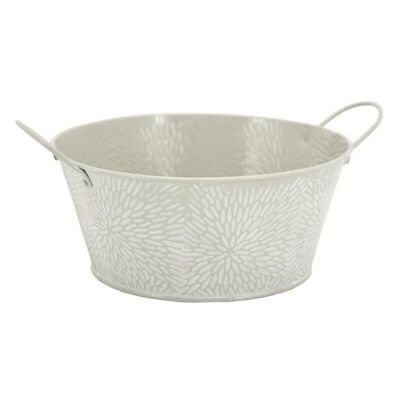 Round basket in beige lacquered metal-GDA1011