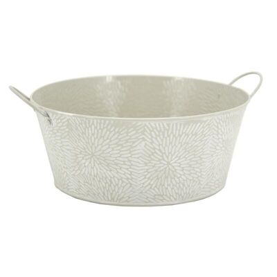 Round basket in beige lacquered metal-GDA1012