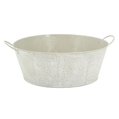 Round basket in beige lacquered metal-GDA1013