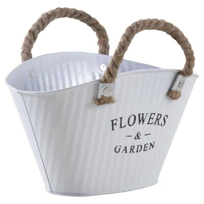 White lacquered metal basket Flowers and Garden-GPA1380