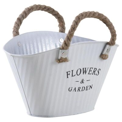 Cesto in metallo laccato bianco Fiori e Giardino-GPA1380