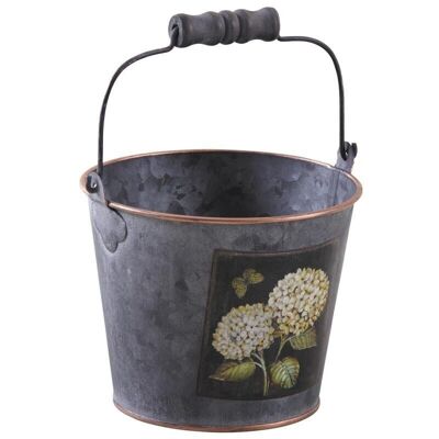 Metal pail weathered hydrangea-GSE1520