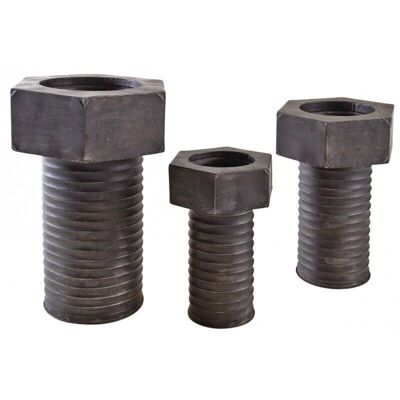 Gray metal bolt planters-GVA125S