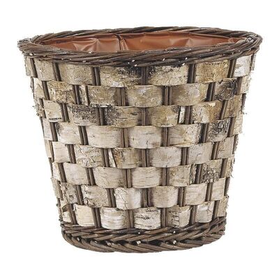 Wicker and wood planter-JCP2441P
