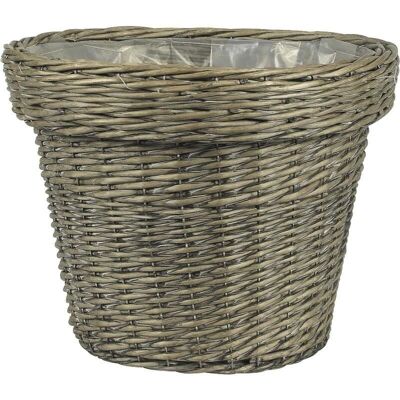 Cache-pot en osier gris-JCP2672P