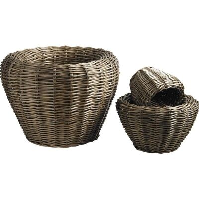 Gray wicker planter-JCP295S