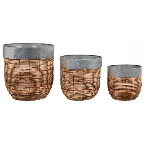 Cache-pots en rotin antique-JCP408S