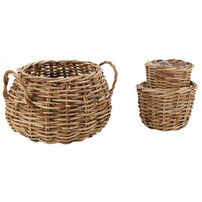 Cache-pots assortis en rotin antique-JCP409S