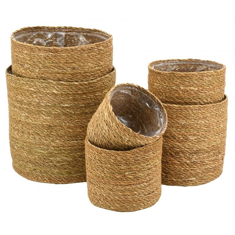Vasi da fiori rotondi in giunco naturale-JCP417SP