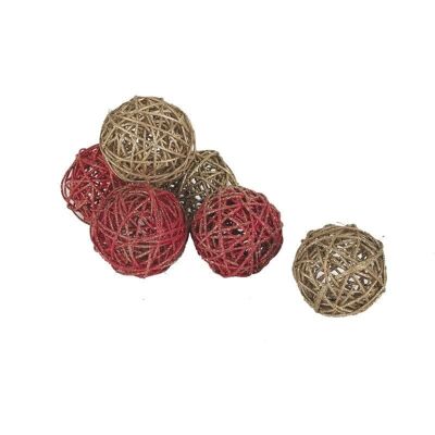 Set of 6 rattan Christmas balls-JFS186S