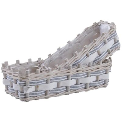 Wooden and wicker planters-JJA203SP