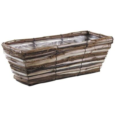 Planter in raw wicker and wood-JJA2051P