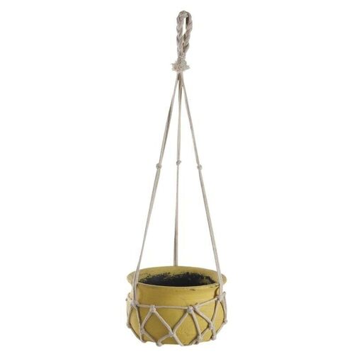 Suspension macramé en céramique jaune et corde-JMA1180