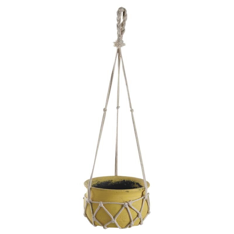 Lampada a sospensione Macrame in ceramica gialla e corda-JMA1180