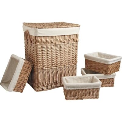 Laundry basket + 4 light wicker baskets-KLI224SC