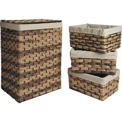 Laundry basket + 3 hyacinth baskets-KLI264SC