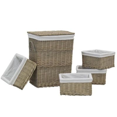 Laundry basket + 4 gray wicker baskets-KLI274SC