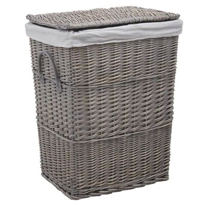 Gray wicker laundry basket-KLI2751C