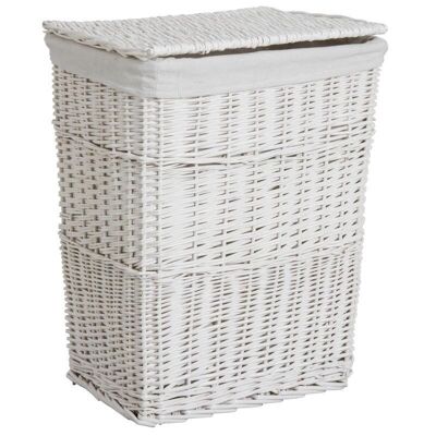 White lacquered wicker laundry basket-KLI2811C