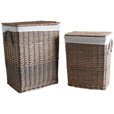 Gray wicker laundry baskets-KLI290SC