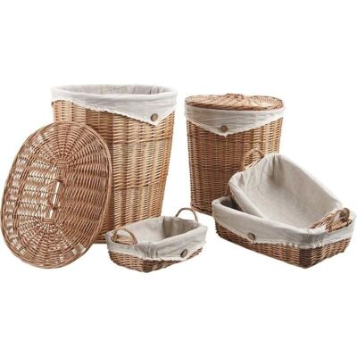 2 laundry baskets + 3 wicker baskets-KLI295SJ