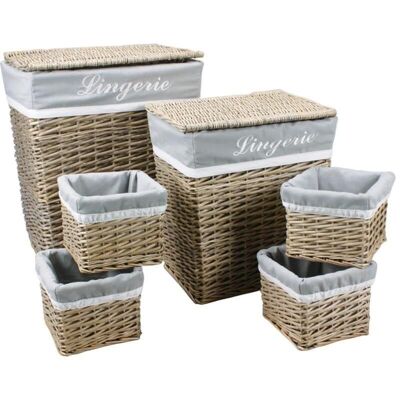 2 laundry baskets + 4 wicker baskets-KLI298SC