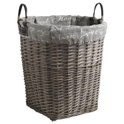 Gray wicker laundry basket-KLI3260C