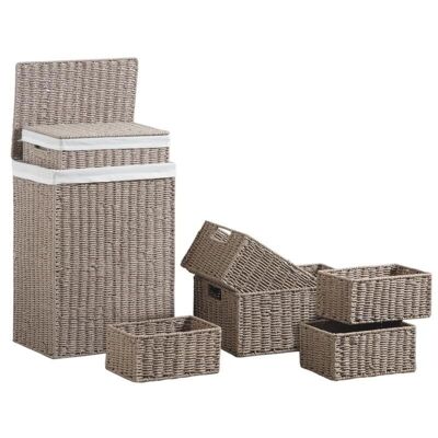 Taupe Corded Paper Laundry Baskets with Bins-KLI333SC