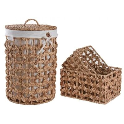 Laundry basket with hyacinth baskets-KLI356SC