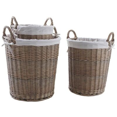 Stained wicker and cotton laundry baskets-KLI359SC