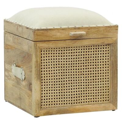 Coffre pouf en manguier-KMA2150C