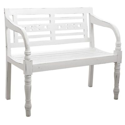 Antique White Wooden Garden Bench-MBC1290