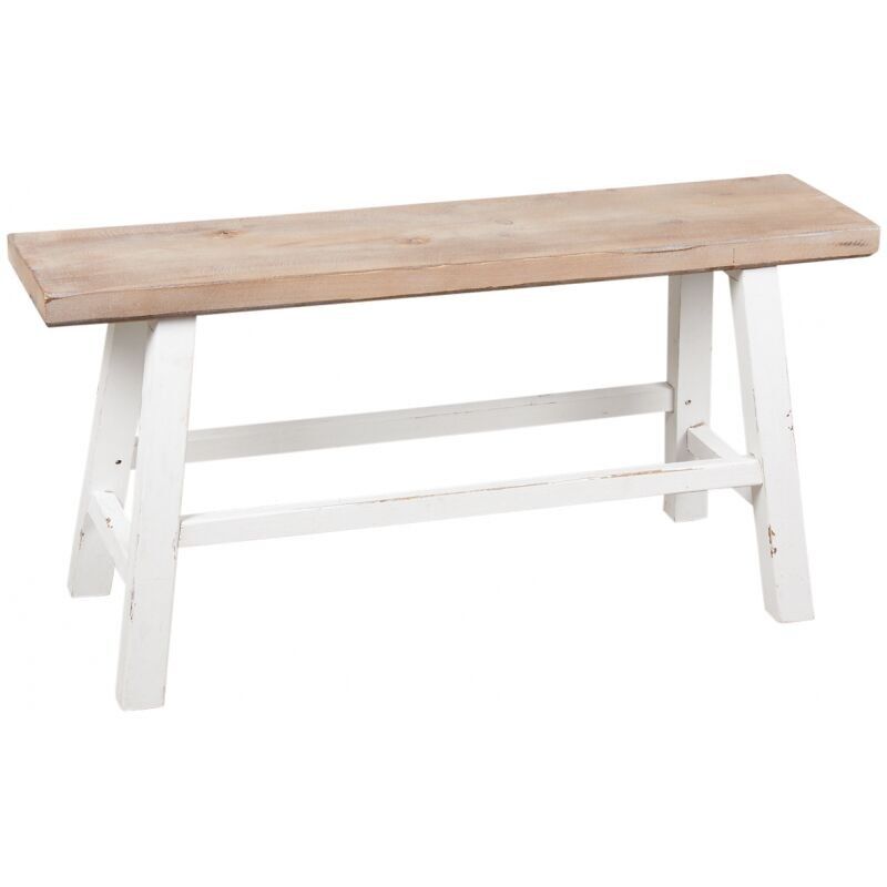 Panca stretta in legno naturale e bianco.-MBC1380