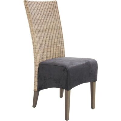 Chair in rattan, teak and suede-MCH1350C