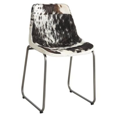 Stuhl aus schwarzem und weißem Rindsleder-MCH1410C