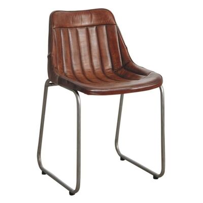 Stuhl aus Büffelleder und Metall-MCH1420C