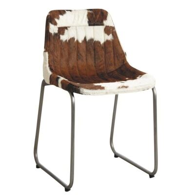 Stuhl aus braunem und weißem Rindsleder-MCH1430C