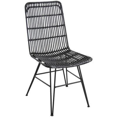 Chaise noire en rotin et métal-MCH1550