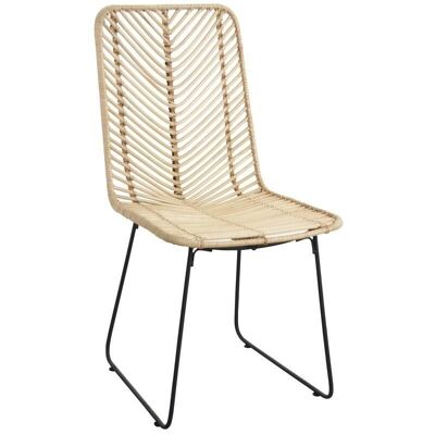 Stuhl aus Rattan und schwarzem Metall-MCH1560