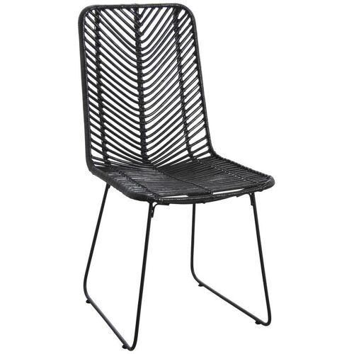 Chaise en rotin noir et métal-MCH1570