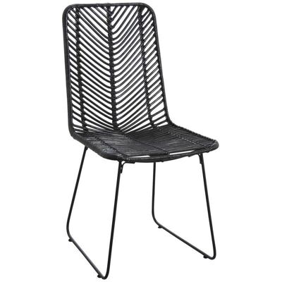 Chair in black rattan and metal-MCH1570