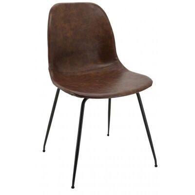 Chair in brown polyurethane and metal-MCH1721