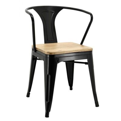 Chaise industrielle en métal et bois d'orme huilé-MCH1760
