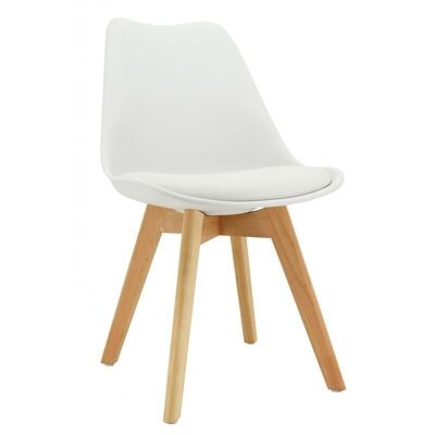 Chaise coussin en polypro blanc et hêtre-MCH1781C